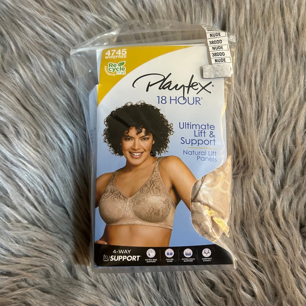 Playtex 18 Hour Wireless Bra Womens Size 38DDD Nude Ultimate Lift & Support
